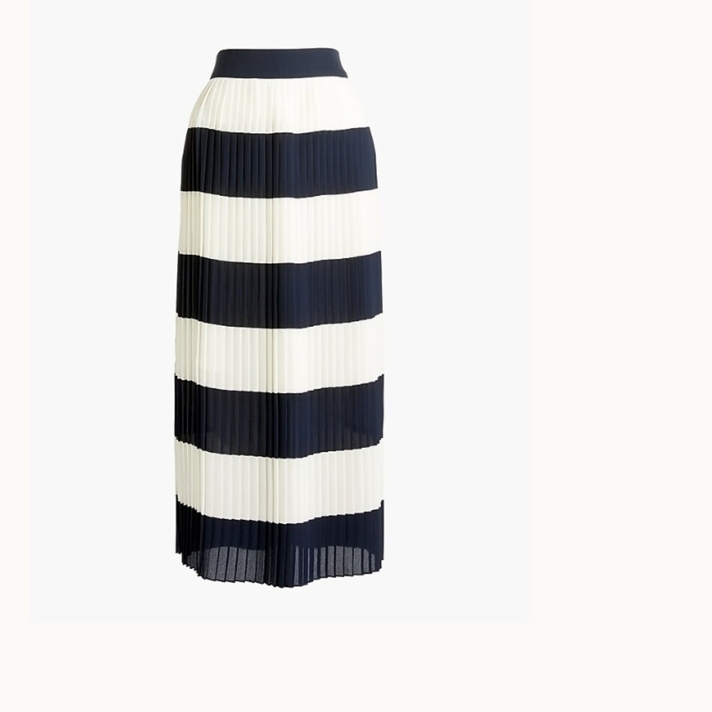 J. Crew Black and White Striped Midi Skirt